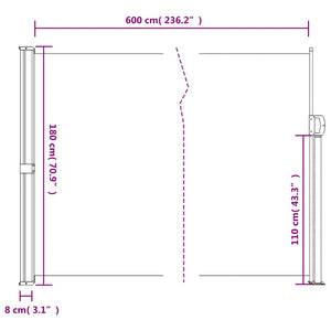 Σκίαστρο Πλαϊνό Συρόμενο Μπεζ 180 x 600 εκ. - Pakobazaar