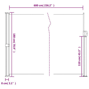 Σκίαστρο Πλαϊνό Συρόμενο Ανθρακί 180 x 600 εκ. - Pakobazaar