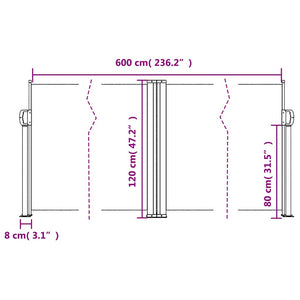Σκίαστρο Πλαϊνό Συρόμενο Κρεμ 120 x 600 εκ.