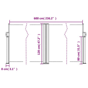 Σκίαστρο Πλαϊνό Συρόμενο Μπλε 120 x 600 εκ.