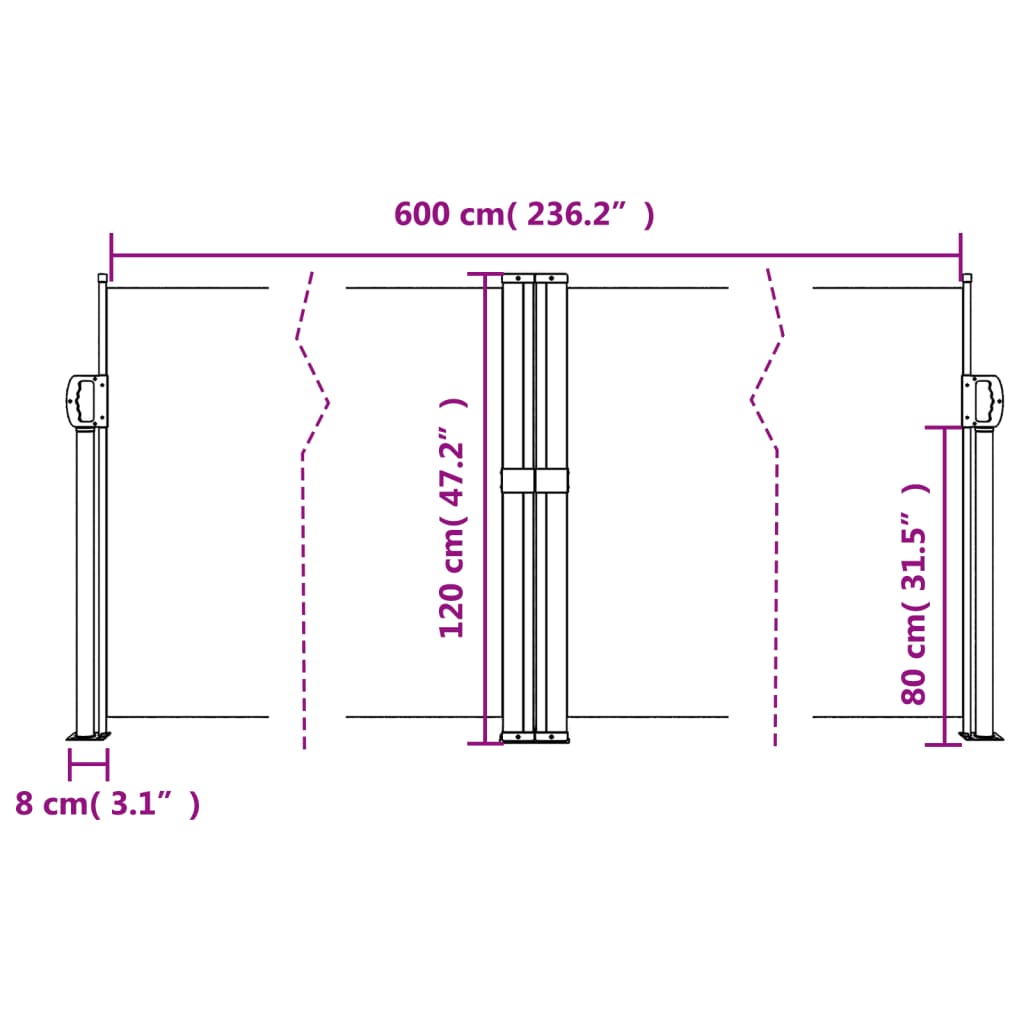 Σκίαστρο Πλαϊνό Συρόμενο Ανθρακί 120 x 600 εκ.