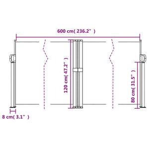 Σκίαστρο Πλαϊνό Συρόμενο Ανθρακί 120 x 600 εκ.