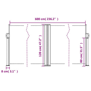 Σκίαστρο Πλαϊνό Συρόμενο Λευκό 120 x 600 εκ.