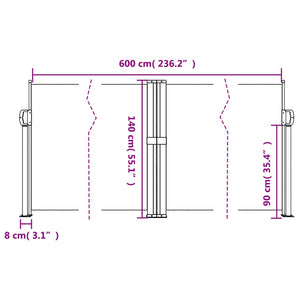 Σκίαστρο Πλαϊνό Συρόμενο Κρεμ 140 x 600 εκ.