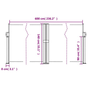 Σκίαστρο Πλαϊνό Συρόμενο Καφέ 140 x 600 εκ.