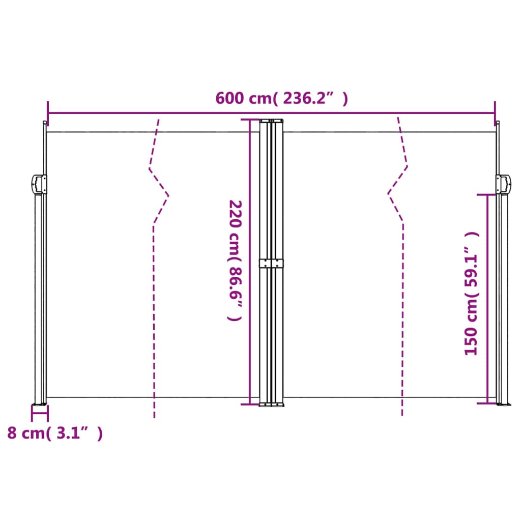 Σκίαστρο Πλαϊνό Συρόμενο Κρεμ 220 x 600 εκ.