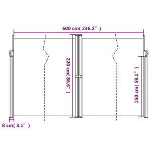 Σκίαστρο Πλαϊνό Συρόμενο Κρεμ 220 x 600 εκ.