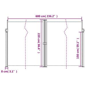 Σκίαστρο Πλαϊνό Συρόμενο Ανθρακί 220 x 600 εκ. - Pakobazaar