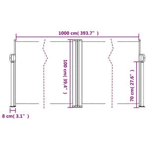 Σκίαστρο Πλαϊνό Συρόμενο Καφέ 100 x 1000 εκ.