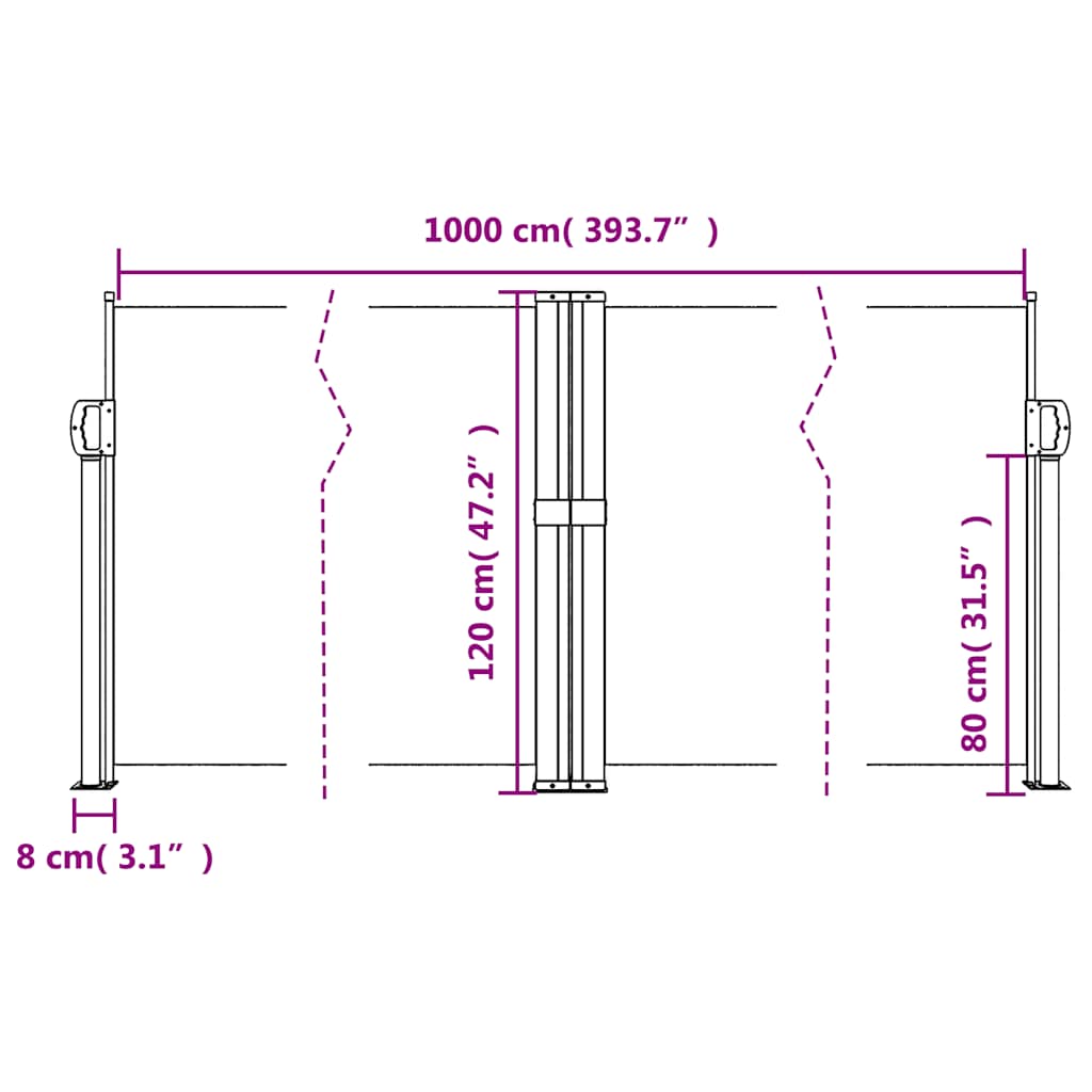 Σκίαστρο Πλαϊνό Συρόμενο Ανθρακί 120 x 1000 εκ.