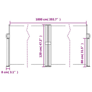Σκίαστρο Πλαϊνό Συρόμενο Ανθρακί 120 x 1000 εκ.