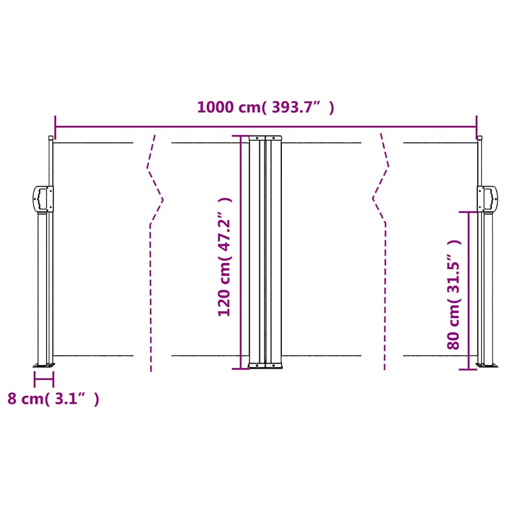 Σκίαστρο Πλαϊνό Συρόμενο Τερακότα 120 x 1000 εκ.