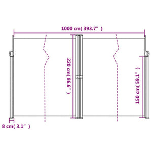 Σκίαστρο Πλαϊνό Συρόμενο Τερακότα 220 x 1000 εκ.
