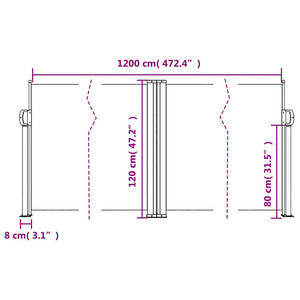 Σκίαστρο Πλαϊνό Συρόμενο Ανθρακί 120 x 1200 εκ.