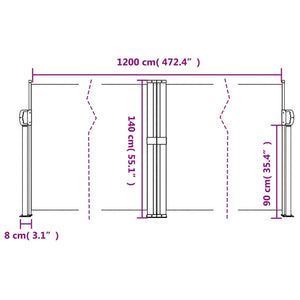 Σκίαστρο Πλαϊνό Συρόμενο Κρεμ 140 x 1200 εκ.
