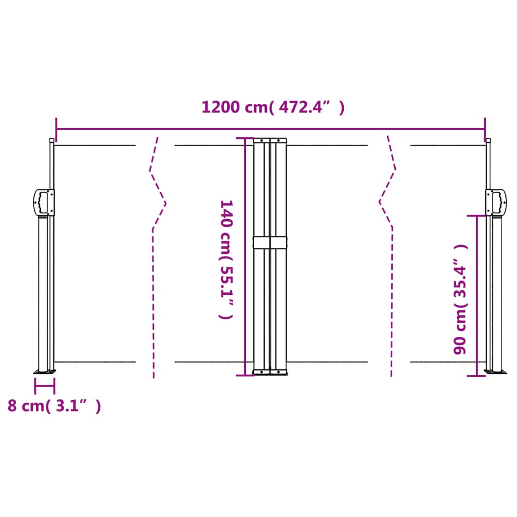 Σκίαστρο Πλαϊνό Συρόμενο Κρεμ 140 x 1200 εκ.