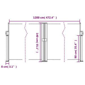 Σκίαστρο Πλαϊνό Συρόμενο Κρεμ 140 x 1200 εκ.