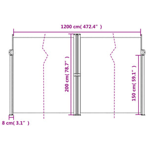 Σκίαστρο Πλαϊνό Συρόμενο Μπλε 200 x 1200 εκ.