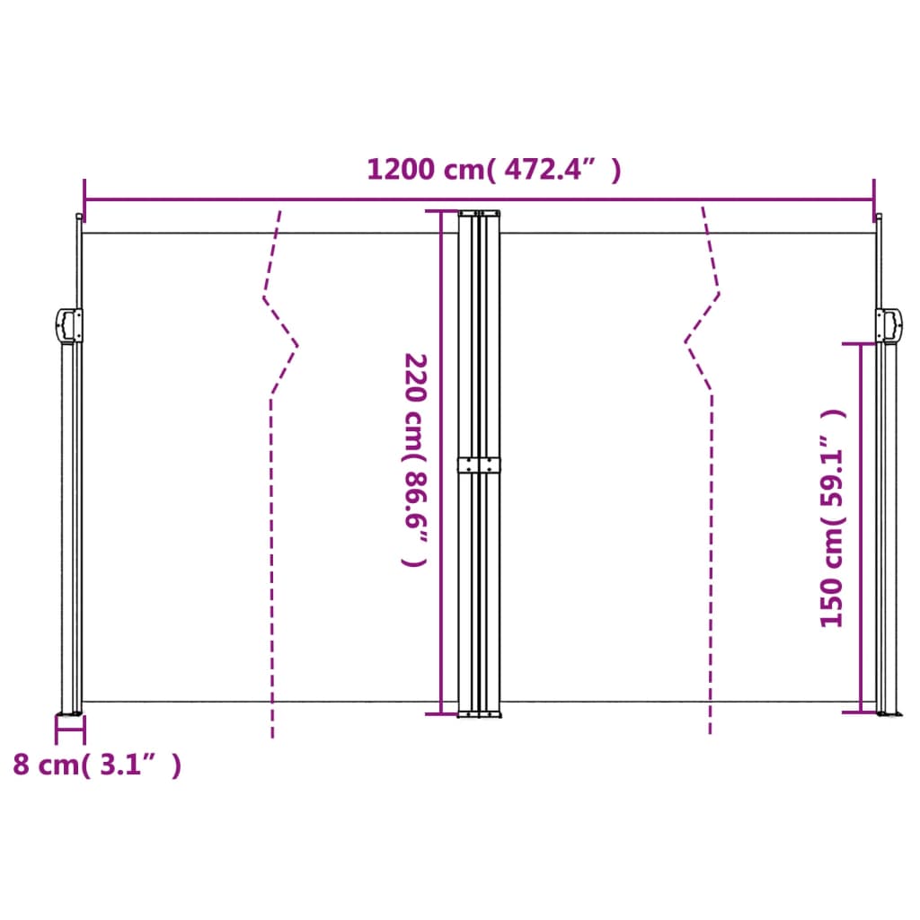 Σκίαστρο Πλαϊνό Συρόμενο Μαύρο 220 x 1200 εκ. - Pakobazaar