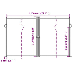 Σκίαστρο Πλαϊνό Συρόμενο Μαύρο 220 x 1200 εκ. - Pakobazaar