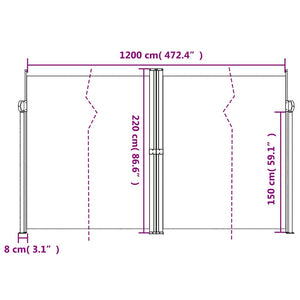 Σκίαστρο Πλαϊνό Συρόμενο Ανθρακί 220x1200 εκ. - Pakobazaar