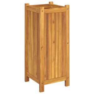 Ζαρντινιέρα Κήπου με Επένδυση 31x31x75 εκ. Μασίφ Ξύλο Ακακίας