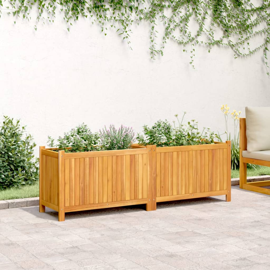 Ζαρντινιέρα Κήπου με Επένδυση 153x38,5x50εκ. Μασίφ Ξύλο Ακακίας - Pakobazaar