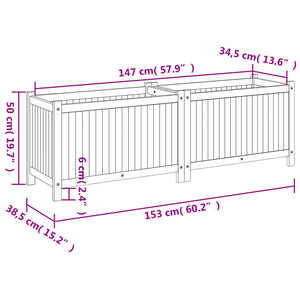 Ζαρντινιέρα Κήπου με Επένδυση 153x38,5x50εκ. Μασίφ Ξύλο Ακακίας - Pakobazaar