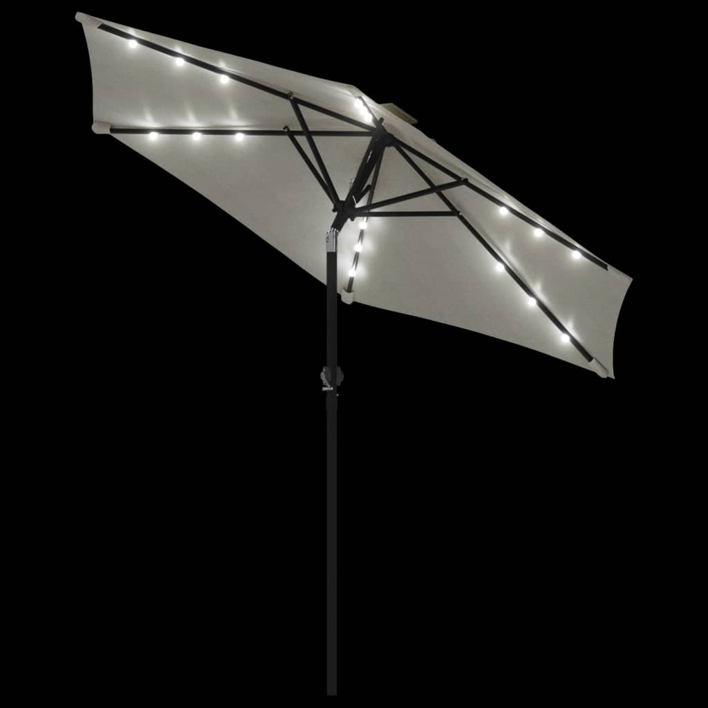 Ομπρέλα Κήπου με LED και Ατσάλινο Ιστό Λευκή 225x225x212 εκ. - Pakobazaar