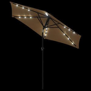 Ομπρέλα Κήπου με LED και Ατσάλινο Ιστό Taupe 225x225x212 εκ.