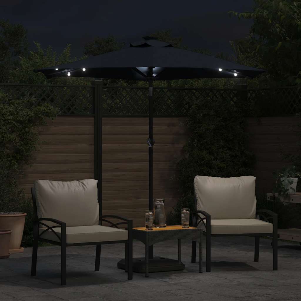 Ομπρέλα Κήπου με LED και Ατσάλινο Ιστό Μαύρη 225x225x212 εκ. - Pakobazaar