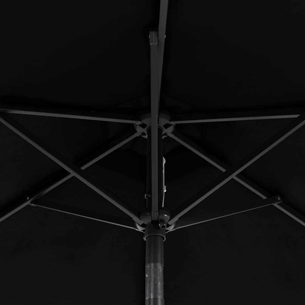 Ομπρέλα Κήπου με LED και Ατσάλινο Ιστό Μαύρη 225x225x212 εκ. - Pakobazaar