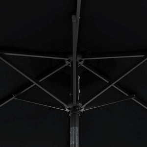 Ομπρέλα Κήπου με LED και Ατσάλινο Ιστό Μαύρη 225x225x212 εκ. - Pakobazaar
