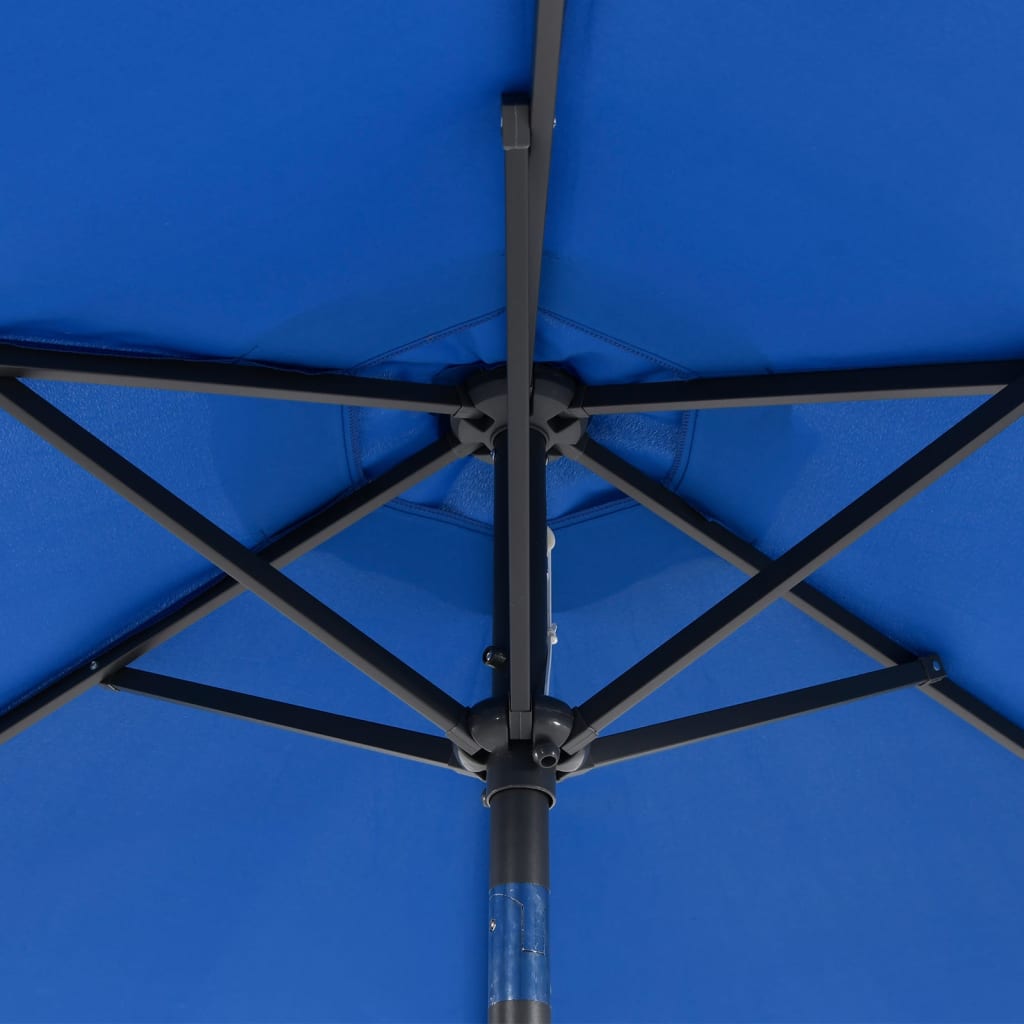 Ομπρέλα Κήπου με LED και Ατσάλινο Ιστό Μπλε Αζούρ 225x225x212εκ