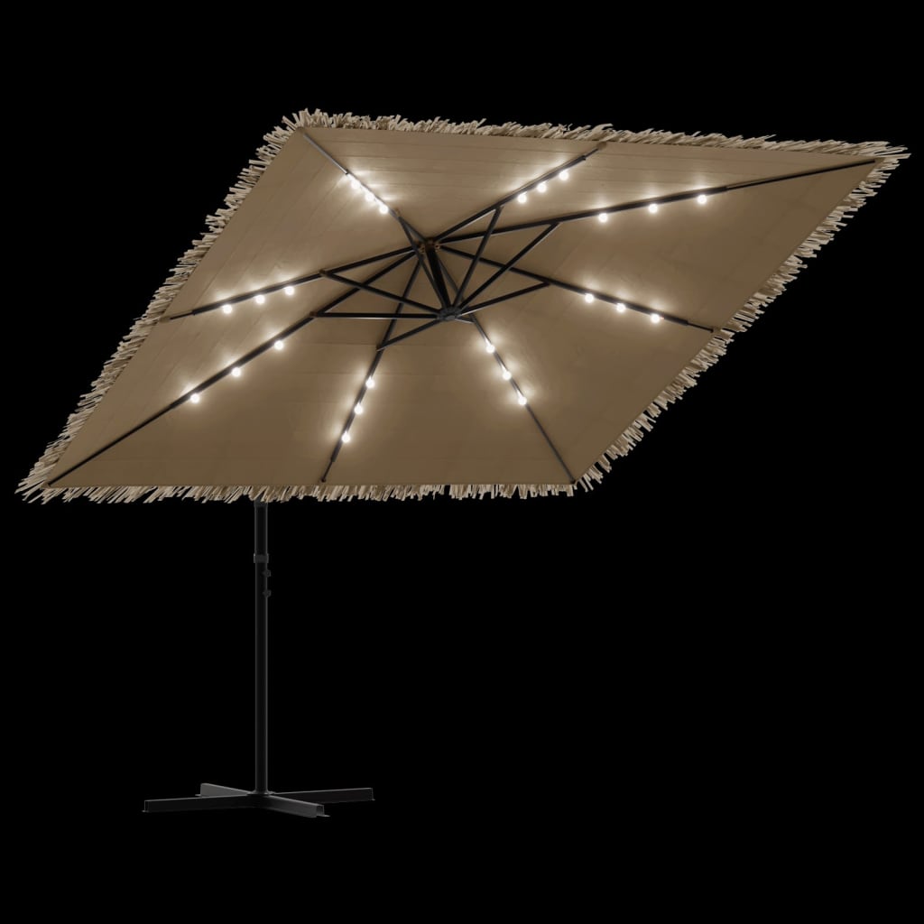 Ομπρέλα Κήπου με LED/Ξύλινο Ιστό Χρώμα της Καφέ 246x246x230 εκ. - Pakobazaar