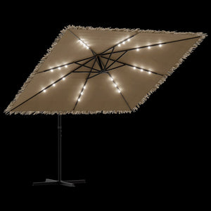Ομπρέλα Κήπου με LED/Ξύλινο Ιστό Χρώμα της Καφέ 246x246x230 εκ. - Pakobazaar