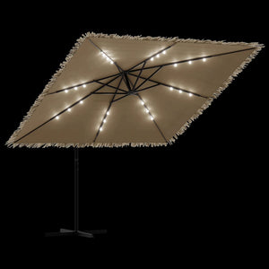 Ομπρέλα Κήπου με LED/Ξύλινο Ιστό Χρώμα της Καφέ 269x269x235 εκ. - Pakobazaar