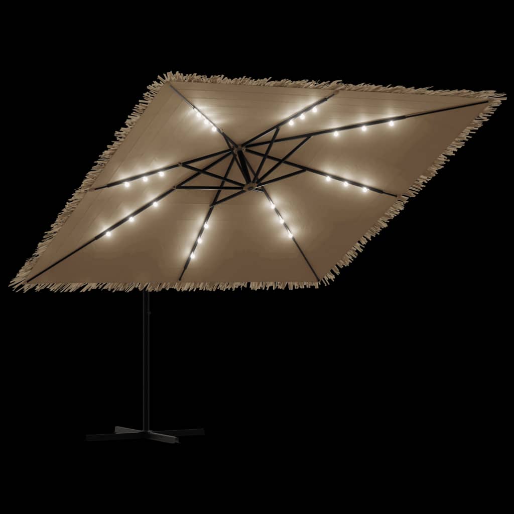Ομπρέλα Κήπου με LED/Ξύλινο Ιστό Χρώμα της Καφέ 290x290x238 εκ. - Pakobazaar