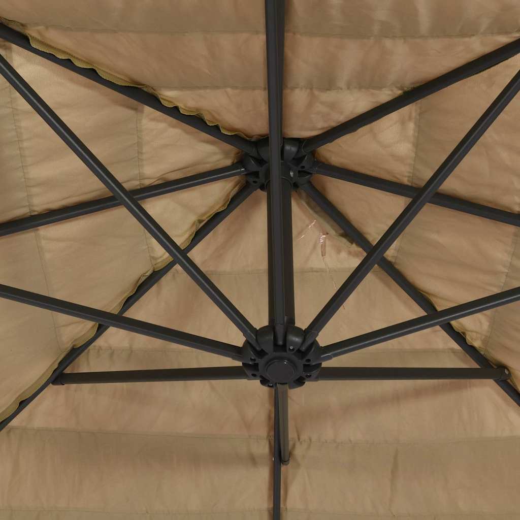 Ομπρέλα Κήπου με LED/Ξύλινο Ιστό Χρώμα της Καφέ 223x223x213 εκ.