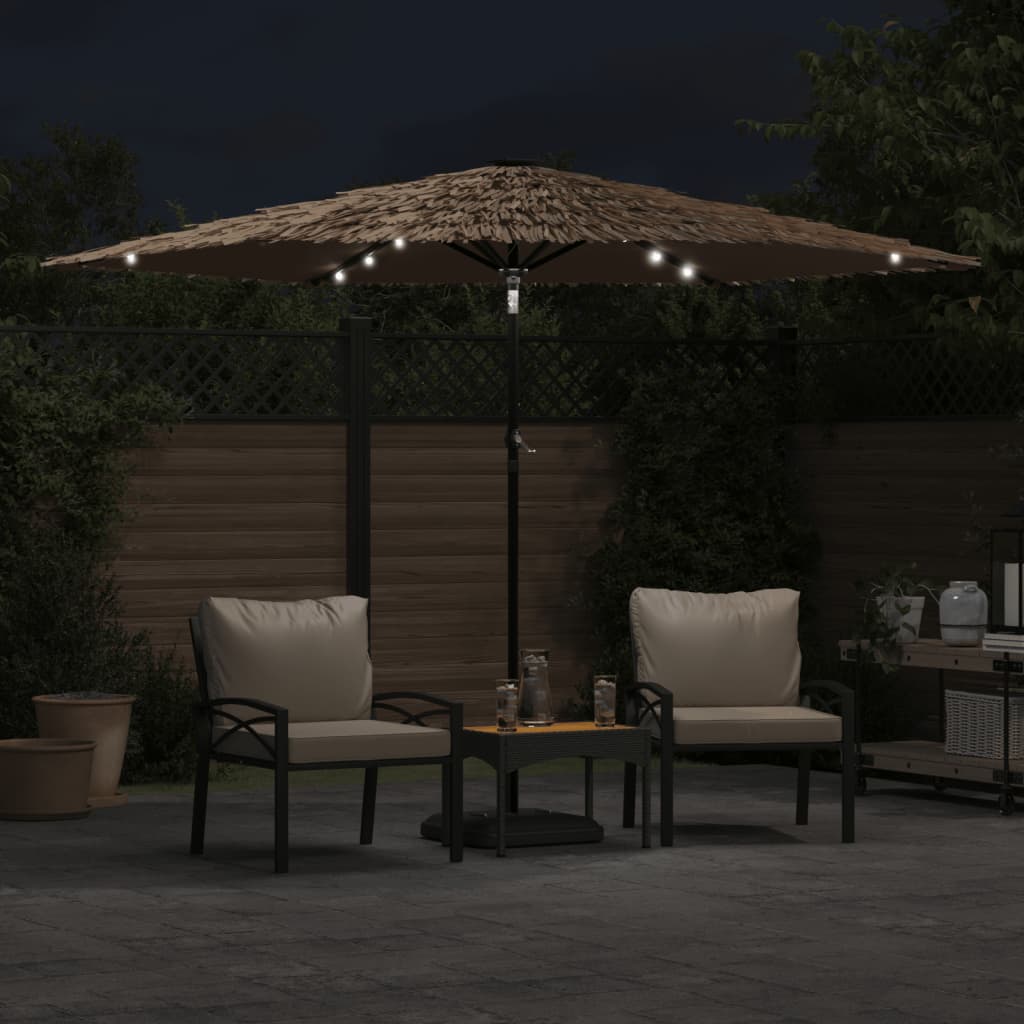 Ομπρέλα Κήπου με LED/Ξύλινο Ιστό Χρώμα της Καφέ 288x288x225 εκ.