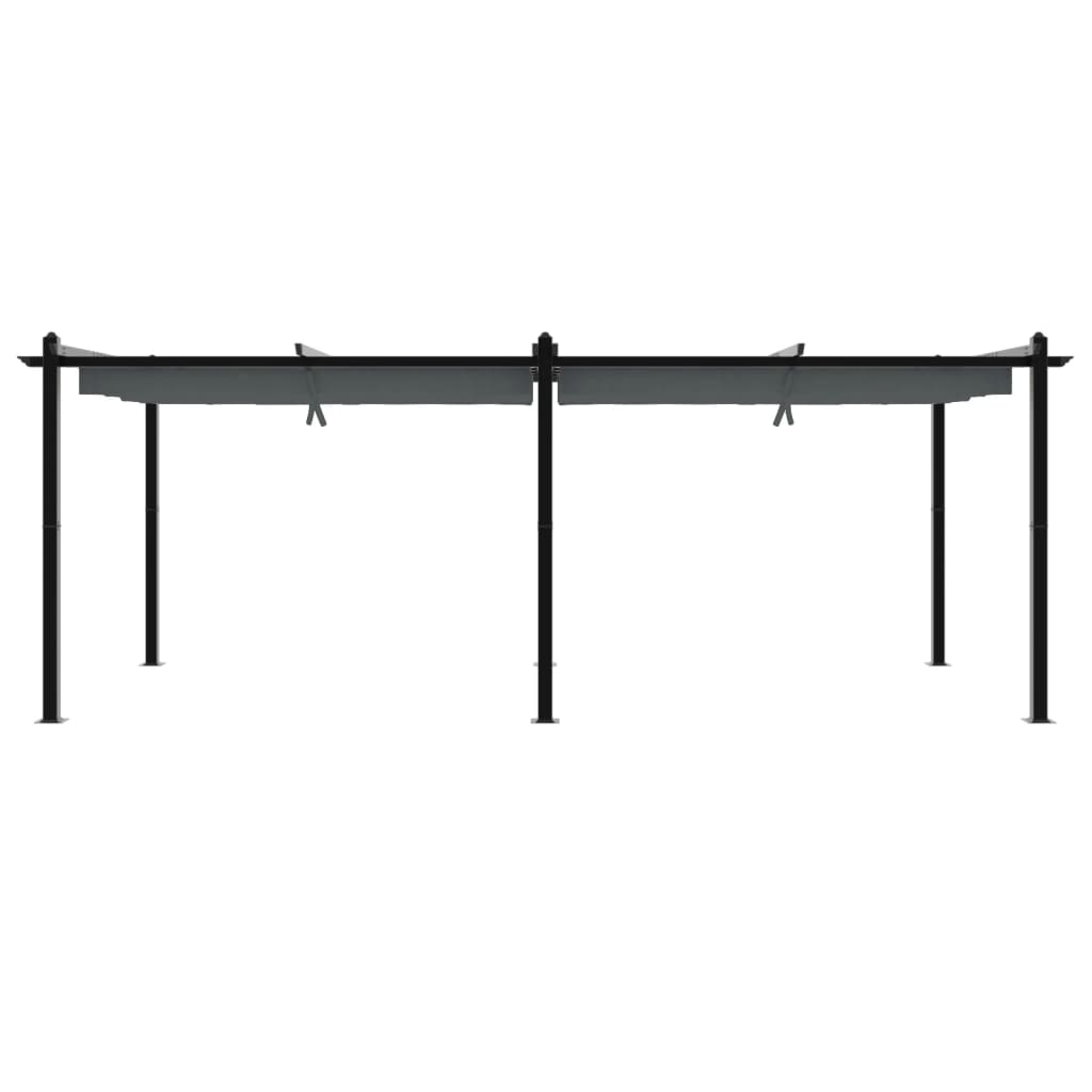 Πέργκολα Κήπου με Πτυσσόμενη Οροφή Ανθρακί 3x6 μ. Αλουμίνιο