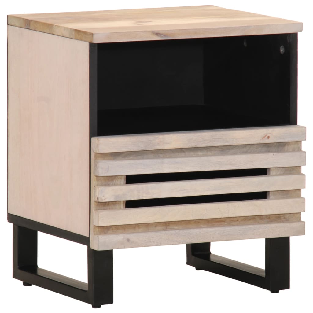 Κομοδίνα 2 τεμ. 40x34x46 εκ. από Μασίφ Ξεβαμμένο Ξύλο Μάνγκο - Pakobazaar
