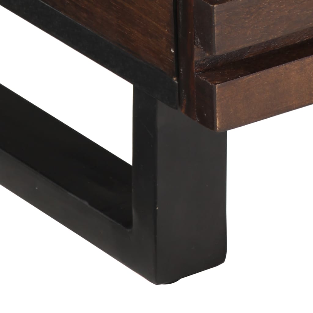 Τραπεζάκι Σαλονιού Καφέ/Μαύρο 80x55x40 εκ. Μασίφ Ξύλο Μάνγκο