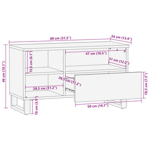 Έπιπλο Τηλεόρασης 80x34x46 εκ. από Μασίφ Ξύλο Μάνγκο