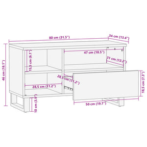 Έπιπλο Τηλεόρασης 80x34x46 εκ. από Μασίφ Ξύλο Ακακίας