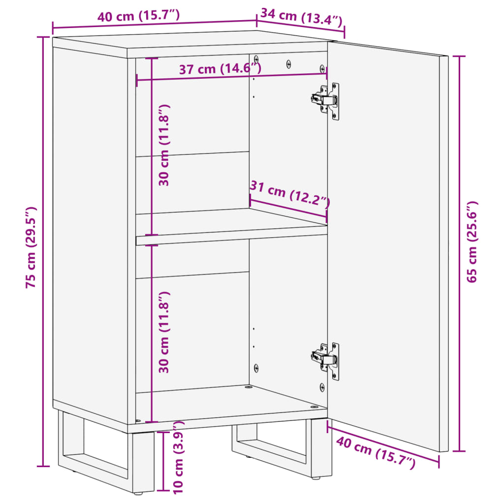 Ντουλάπι 40x34x75 εκ. από Μασίφ Ξύλο Μάνγκο
