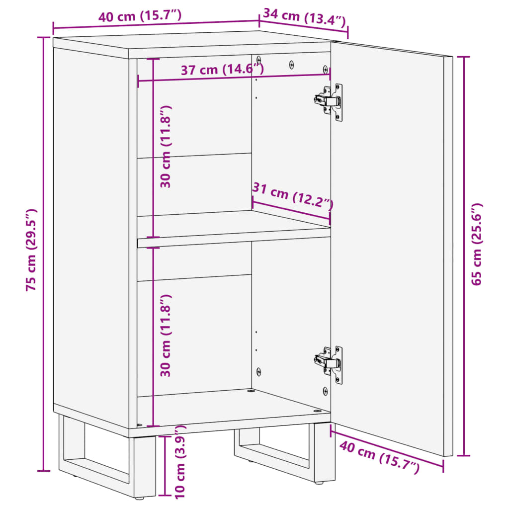 Ντουλάπι 40x34x75 εκ. από Μασίφ Ξύλο Ακακίας