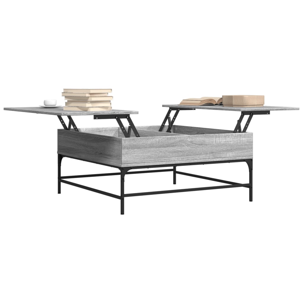 Τραπεζάκι Σαλονιού Γκρι Sonoma 95x95x45 εκ Επεξ Ξύλο + Μέταλλο