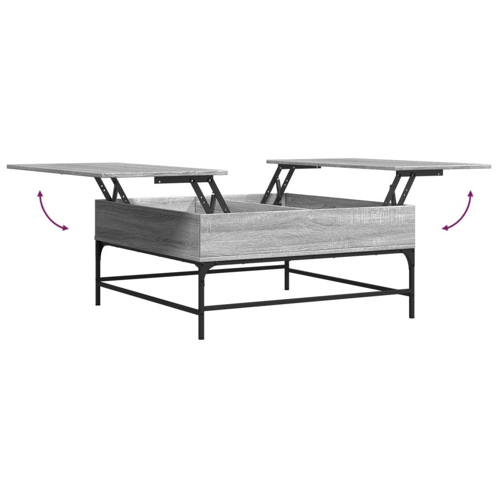 Τραπεζάκι Σαλονιού Γκρι Sonoma 95x95x45 εκ Επεξ Ξύλο + Μέταλλο