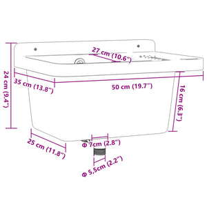 Νιπτήρας Επίτοιχος Λευκός 50x35x24 εκ. από Ρητίνη
